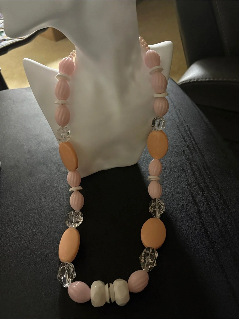 Pink and Peach Beaded Statement Necklace - Women Jewelry